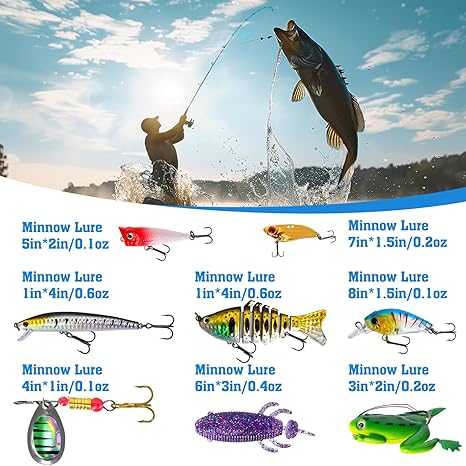 Advent Calendar 2024 Fishing Lure Set – 24 Days of Christmas Countdown with Unique Fish Tackle – Premium Xmas Surprise Fishing Bait Gift for Father, Grandpa, Brother, Boyfriend